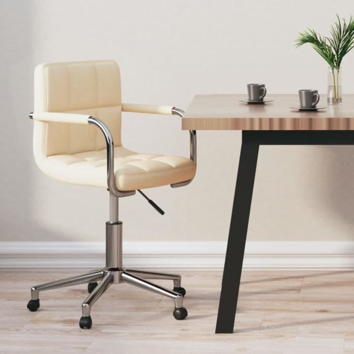 VidaXL Chaise pivotante de bureau Crème Tissu