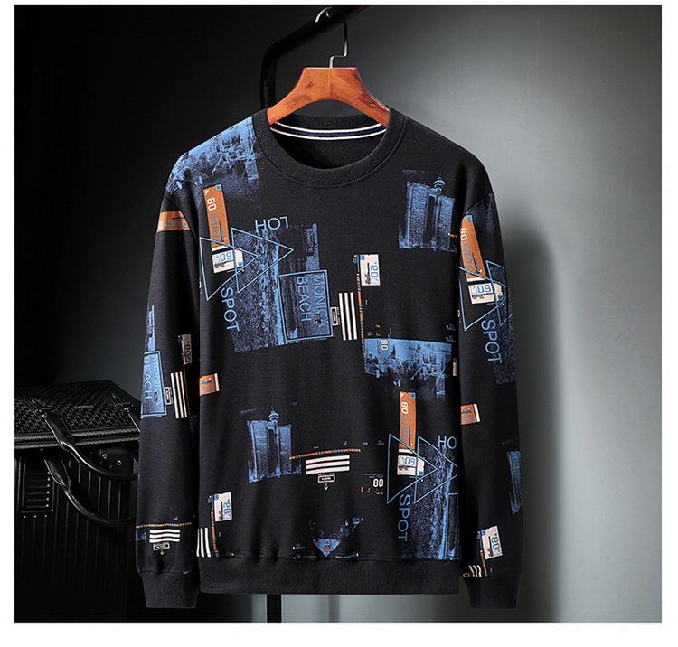 2020 Winter Plus Velvet Thickened Trendy Plus Size Men's Round Neck Sweatshirt