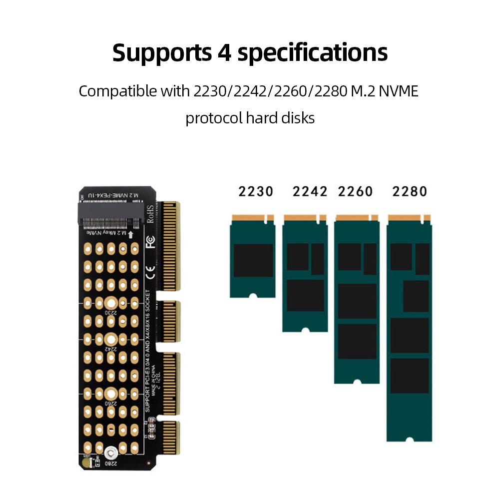 M2 NVME Adapter Card M.2 M-Key Accelerator Card Full Speed X4 M.2 To PCI-E4.0 Converter Support 1U Server for 2230-2280 M.2 SSD