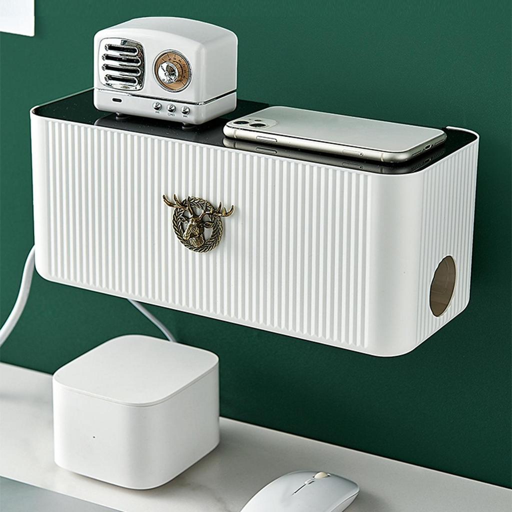 Cable Management Box Storage Cord Organizer Wires Keeper Protector Deer Decorative for Electrical