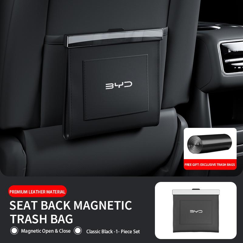 Car Trash Bag for BYD ATTO 2/3 SEAL U Dolphin Sealion 7 SEAL Seat Back Car Garbage Bin Leather Magnet Closure Design Waterproof