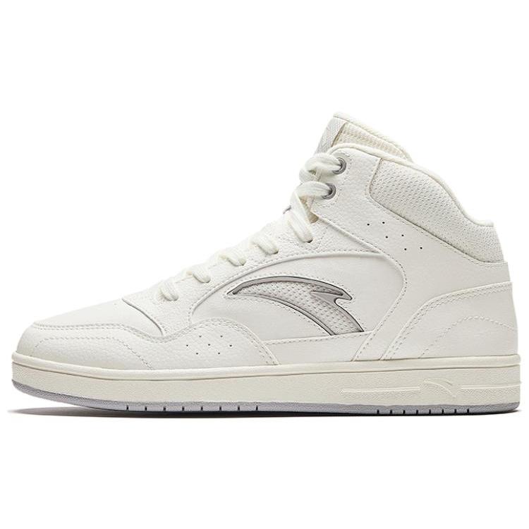 New Anta Cushioned Wear Resistant Slip Resistant High Top Skateboard Shoes Women's Ivory White 922348087-1