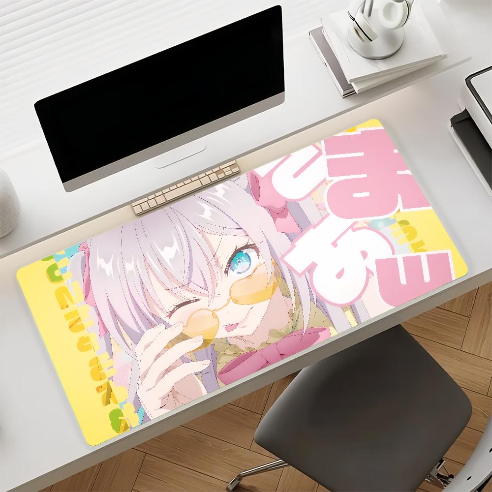 Large Gaming Mouse Pad with Antislip Base and Stitched Edges Blueeyed Anime Girl Closeup Print Desk Mat for PC Laptop Gaming