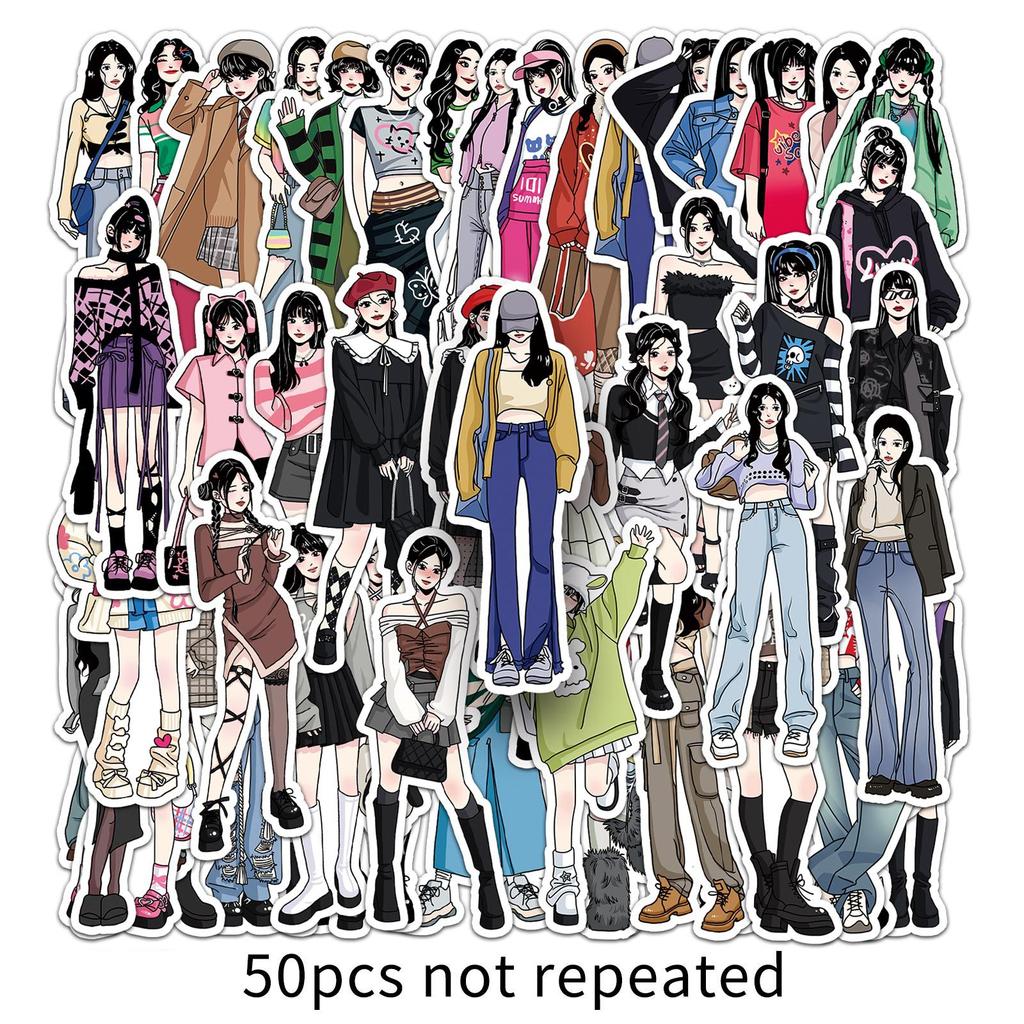 50 Outfits Graffiti Personalized Cartoon Fashionable Characters Guka Decorative Mobile Phone Case Suitcase Stickers Waterproof