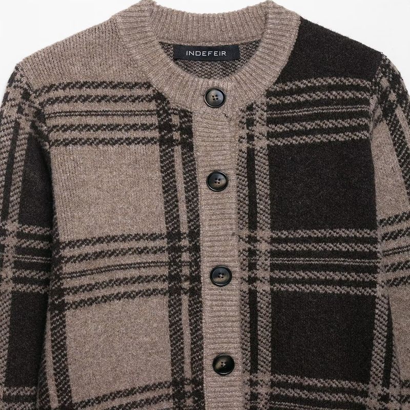 Kaslead New Women clothes Western Style Versitile Fashion Plaid Knitted Outerwear 2756149 472