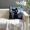 Van Gogh Starry Sky Cat Pillow Case Sofa Decorative Home Double-sided Print Plush Square Throw Pillow Covers Cushion Decor Cover