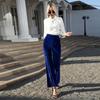 2025 Autumn/Winter Women's Gold Velvet Patchwork High-Waisted Flare Pants