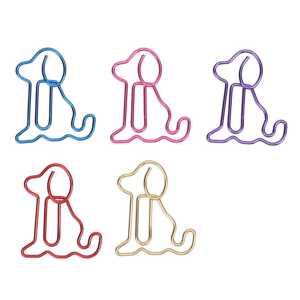 100PCS Animal Bookmarks Clip Iron Wire Multifunctional Dog Shaped Marking Clip for Office