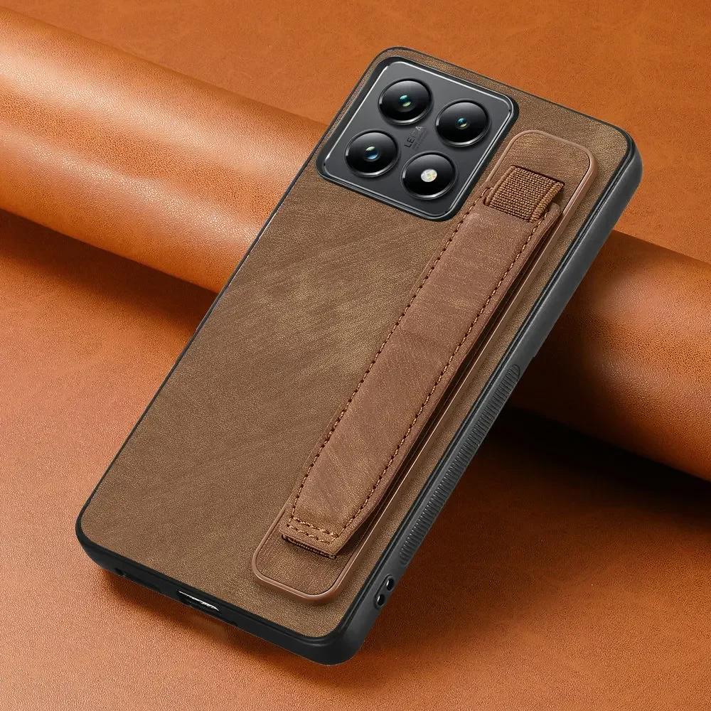 Retro Plain PU Leather Matte Holder Cover for Honor 400 Pro 400 Lite Wristband Kickstand Silicone Case for Honor400 Pro