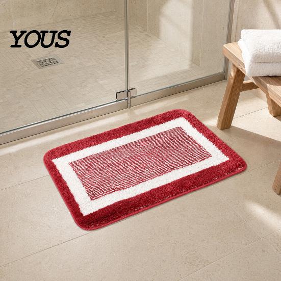 Water Absorbent Bath Mat Bathroom Anti-Slip Mat, Ultra Soft Water-Absorbent Fiber Non-Slip High Elastic Thick Cushioned Floor for Tub Home Decor