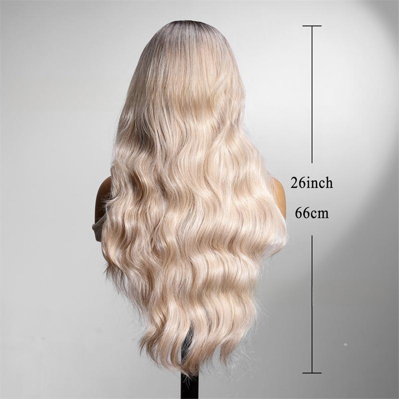 Blonde Ombre Synthetische Perücke für Frauen Lang Wasserwelle Cosplay Lolita Perücke Mittelscheitel Natürliches Haar Hitzebeständig