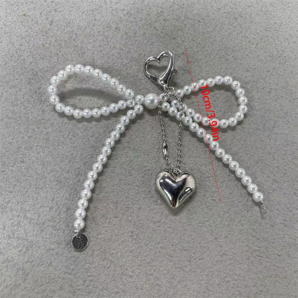 Phone Charms Heart Phone Chains Bag Pendant Pearl Bow Phone Charms Pendant  Bag Ornaments
