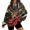 Damen Trendy Print Halbzip-Sweatshirt Leichter Lässiger Pullover für den Alltag