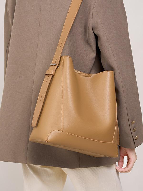 Premium Women's Genuine Cowhide Leather Bucket Bag 2026 - Large Capacity, Single Shoulder & Crossbody