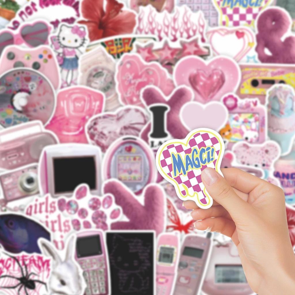 51pcs Y2K Retro Trendy Aesthetic Stickers for DIY Suitcase & Stationery Decoration
