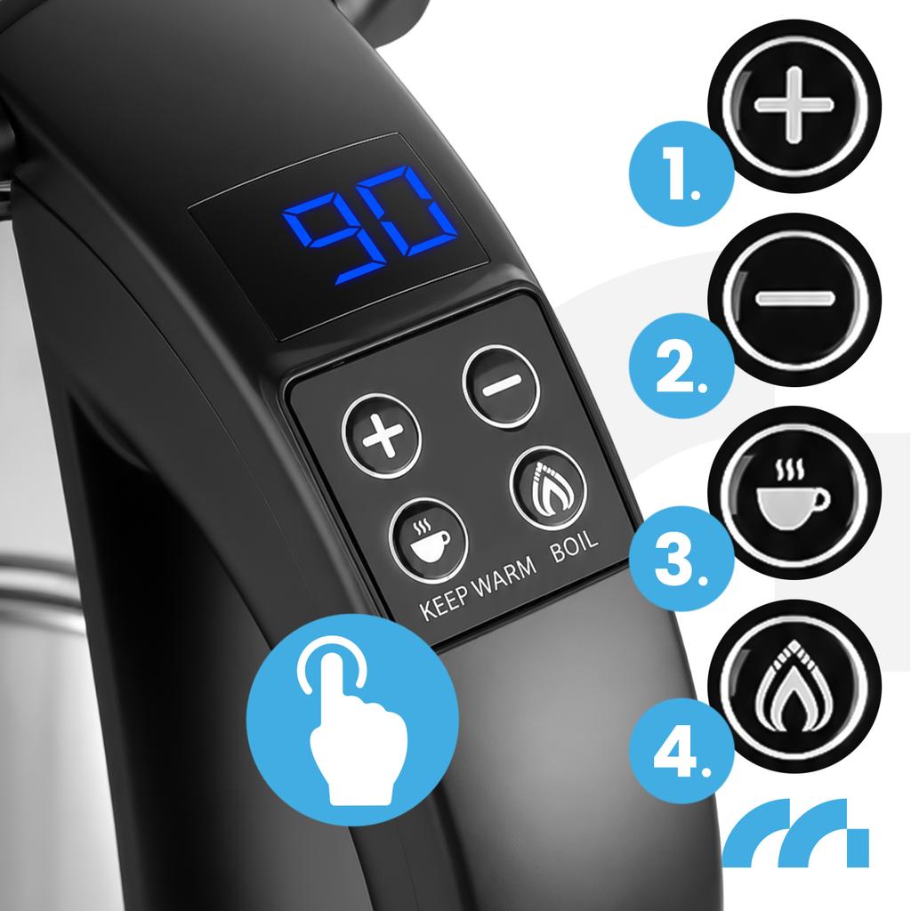 Electric Kettle With Temperature Control Led Keep Warm 1.8L 2200W Boily2000-Sl