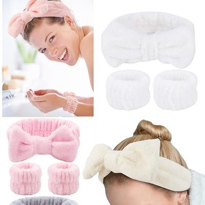 3-Piece Set Of Spa Headband Wrist Wash Face Band Face Wash Cuffs, Towel Wristband Hair Headband Face Wash Wristband For Women