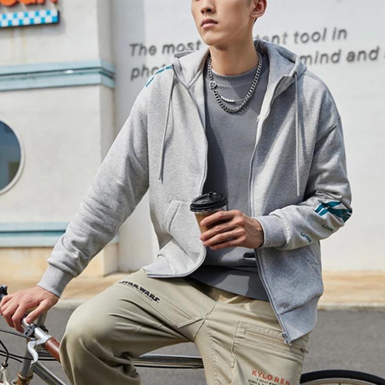 Li-Ning Fitness Series Printed Letter Logo Hoodie Unisex Tops Gray AWDT585-2