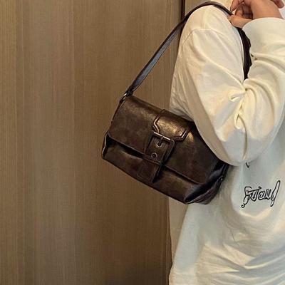 Niche Retro Underarm Bag Women's New Maillard Shoulder Bag Versatile Small Square Bag Fashion Messenger Bag Tide