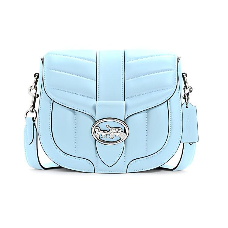

Coach Georgie Horse And Carriage Buckle Quilted Lambskin Saddle Bag Women Shoulder Bag Light-Blue C2803-SVQVE Basic Set (Bag+Dust Bag)