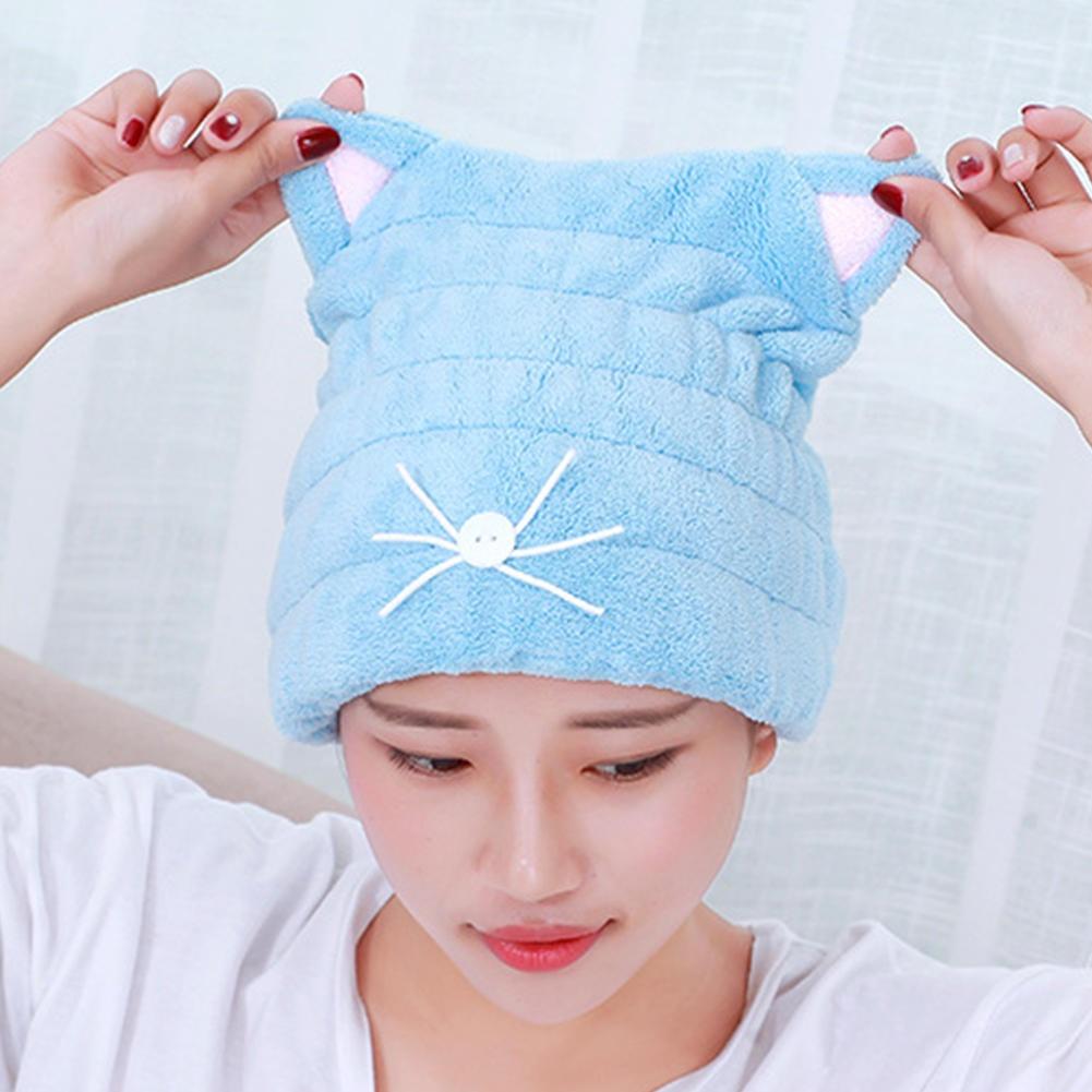 Hair Drying Adjustable Cap Hair Wrap Towel Cute Bath Hair Hat With Ears Cat