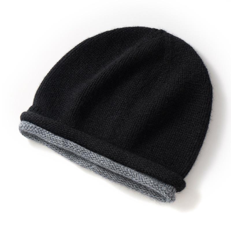 Unisex Cashmere Slouchy Beanie: Double-Sided Knit Hat for Autumn/Winter Warmth