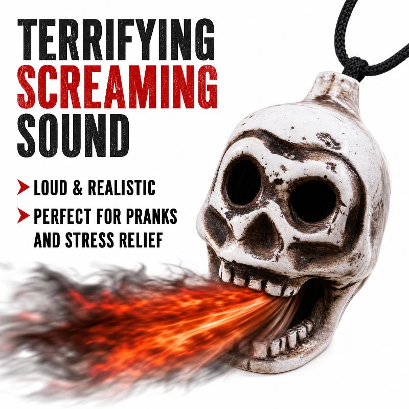 Skull Whistle Mini Ceramic Sound Toy Retro Skull Ornament Prop Pocket Size Toy for Halloween Travel Use