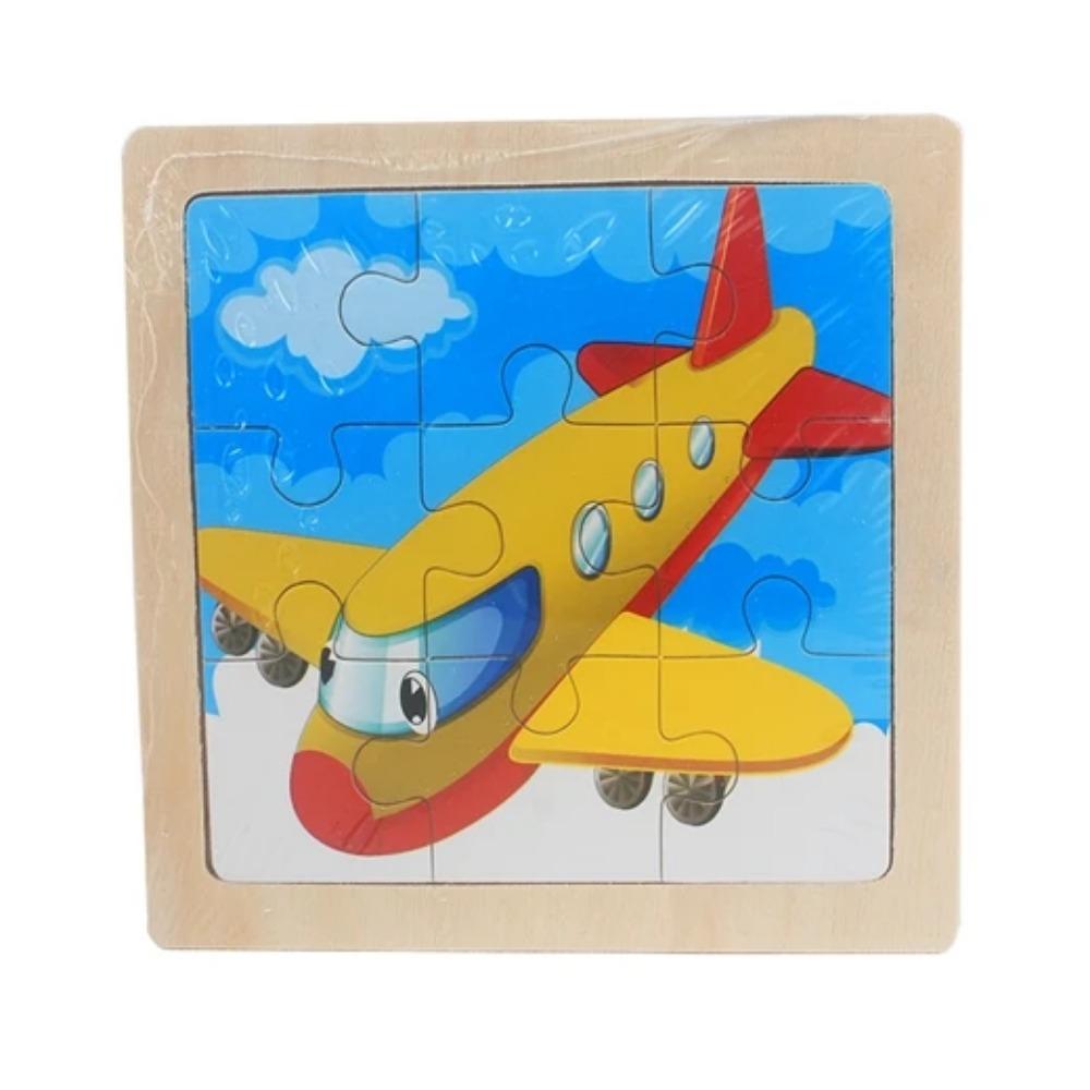 Kids Toy Wood Puzzle Small Size 11*11cm Wooden 3D Puzzle Jigsaw for Children Baby Cartoon Animal/Traffic Puzzles Educational Toy