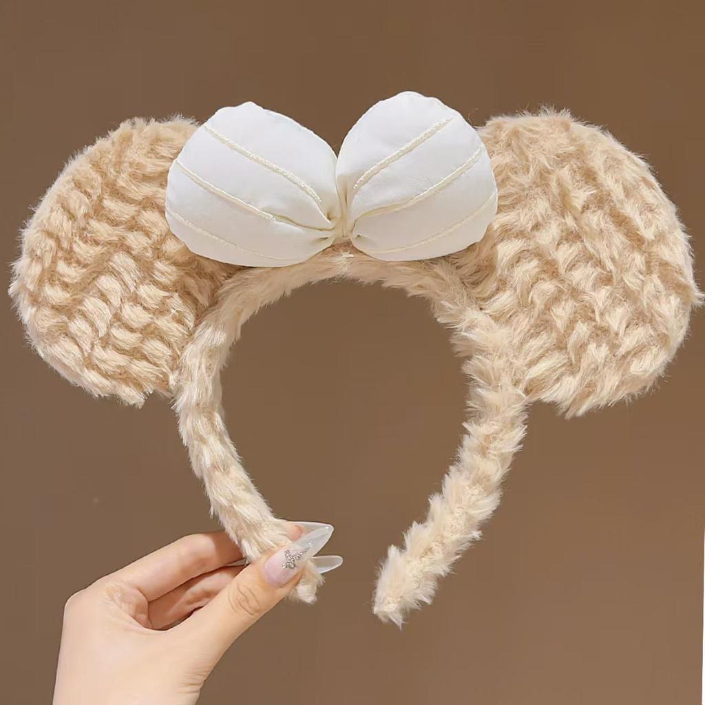 Cute Cartoon Plush Headband & Hair Clip for Face Washing and Masks - Fun Hair Accessory for Kids & Women