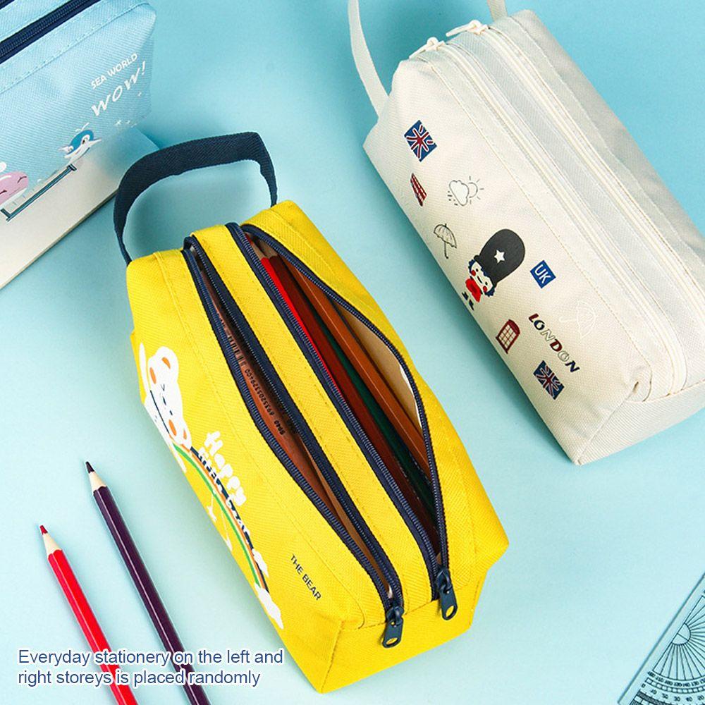Creative Large-capacity Storage Box Cartoon Stationery Double-layer Oxford Cloth Pencil Bag