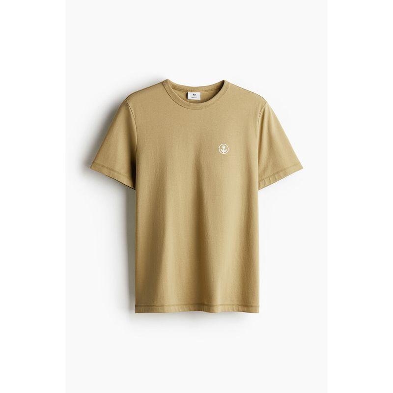 

HM Men s and Women s T-shirt Autumn Heavy Weight Sports round Neck Coolmax®Cool Feeling Printed Short-Sleeved Top 1216501 Beige/Fleurs 165/84