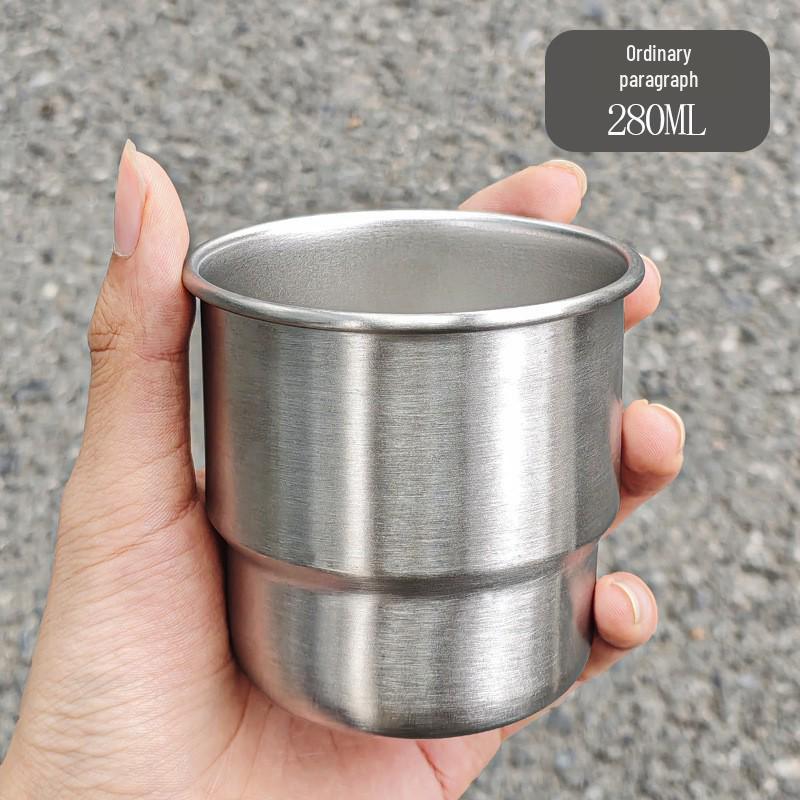 Кружка для кофе из нержавеющей стали 304 для улицы - Одностенная, Свернутый край, Ступенчатый дизайн для кемпинга, барбекю, пикника и использования для пива. 280ml