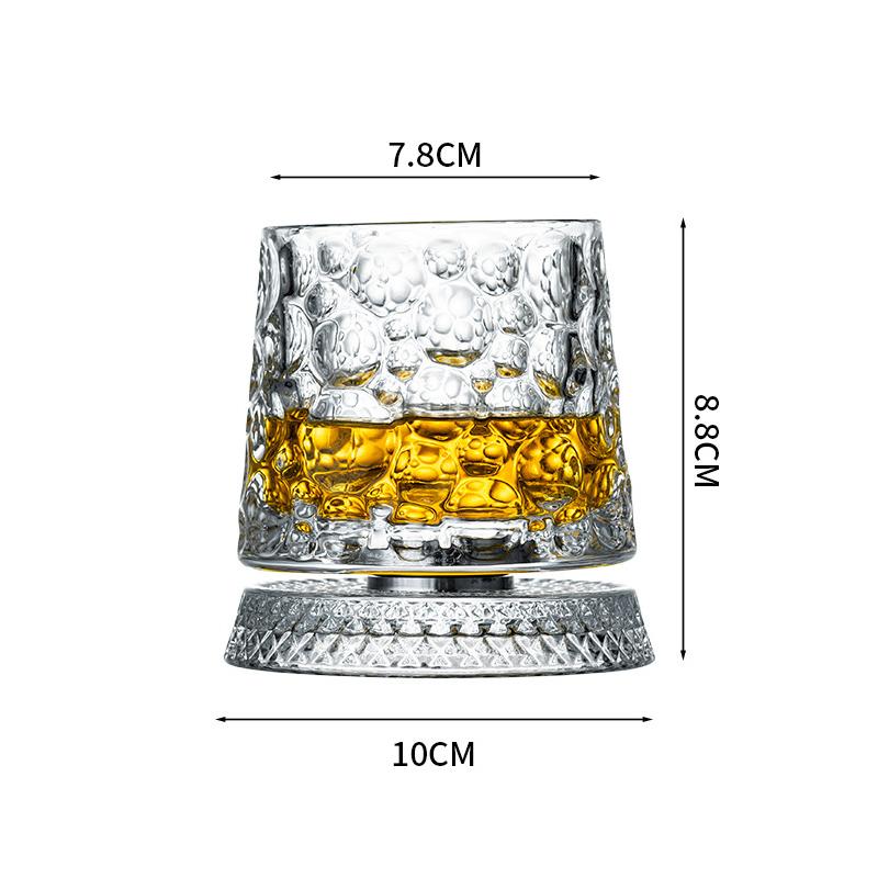 360° Rotatable Spinning Crystal Whiskey Tumbler Stress Relief Old Fashioned Glass for Scotch Spirits 280ml Crystal Whiskey Glass