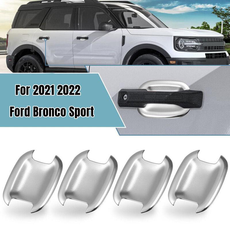 For Ford Bronco Sport   4Pcs Silver ABS Car Exterior Door Handle Bowl Cup Cover Guard Trim Case Accessories Chrome