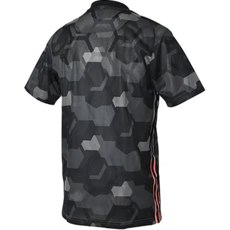Adidas X Tango Collaboration Pattern Print V-Neck Knit Short Sleeve T-Shirt Men Tops Black FM0831