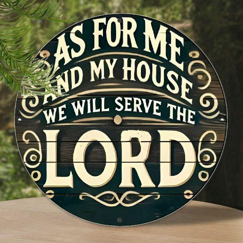 

Vintage Aluminum Round Wall Sign 8 Inch Rustic Farmhouse Joshua 24:15 Decor 20x20 разноцветный