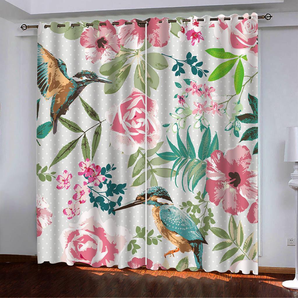 Floral Floral Printing And Painting Series High Density Blackout Curtain 3D Digital Printing