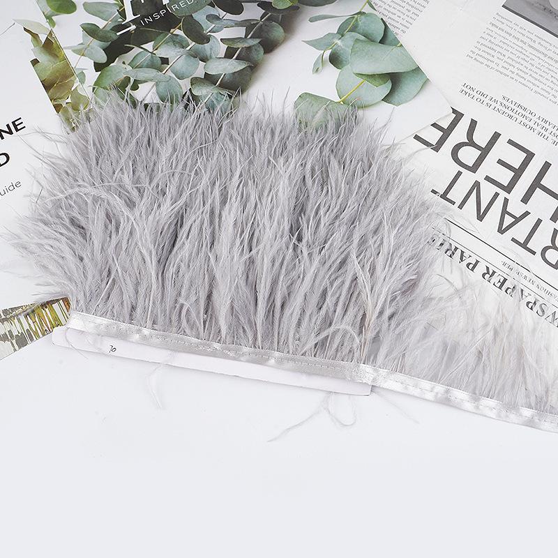 8-10Cm Ostrich Feather Wedding Dress Diy Performance Clothing Accessories Feather Tassel Including Webbing