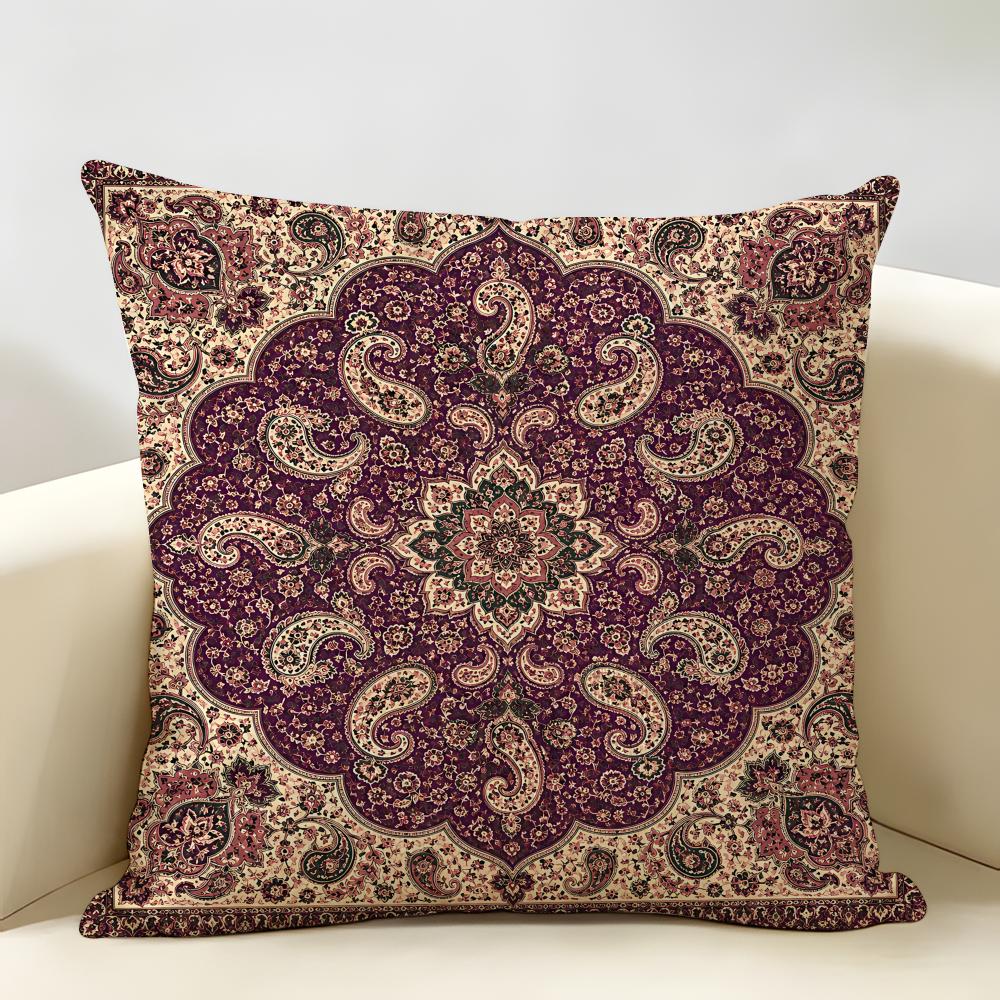 Retro Bohemian Intricacy Luxury Cushion Cover Natural Linen Organic Fabric DoubleSided Printing Room Sofa Decor Pillow Case