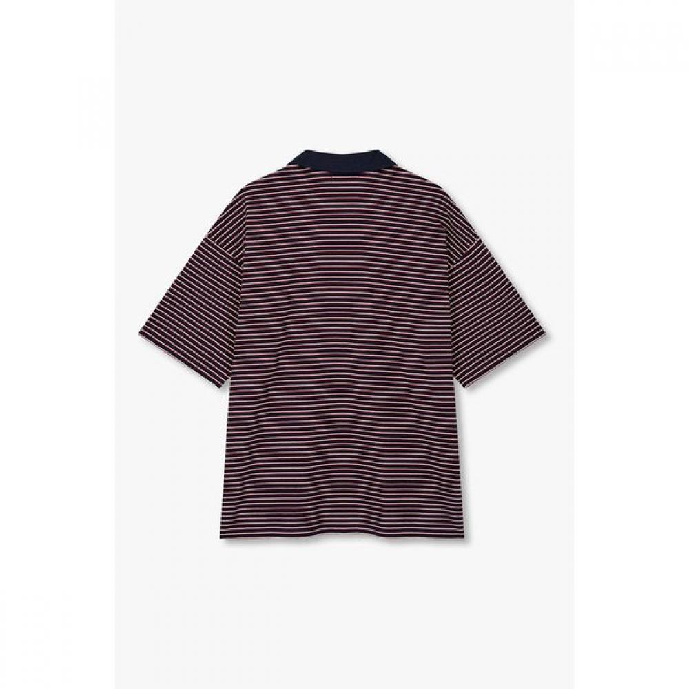 STudio Tomboy STripe Oversized Collar ShorT Sleeve T shirT 9176222997ar 