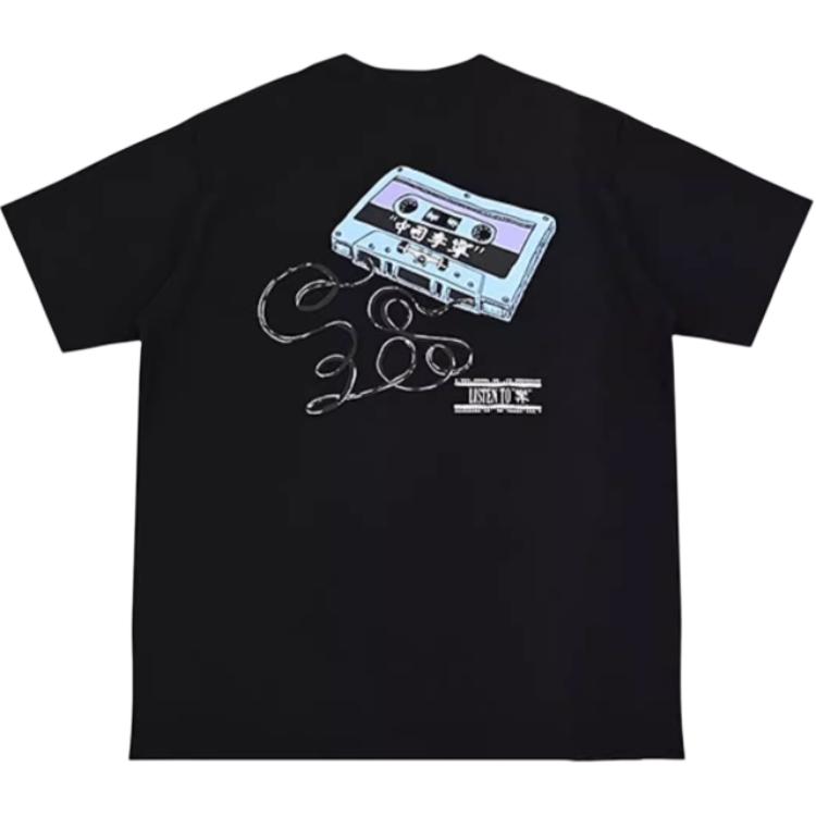 Lining Sports Casual Simple Solid Color Round Neck Pullover Short Sleeve T-Shirt Men T-Shirts Black AHSV123-4