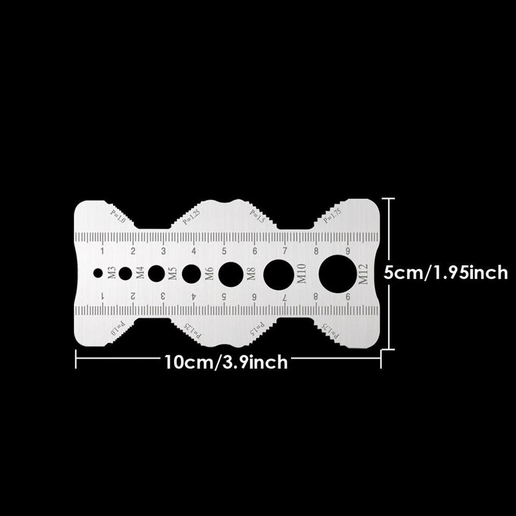 Screw Pitch Gauge Metric Thread Measuring Tool Size Chart Ruler Nut and Bolt Checker