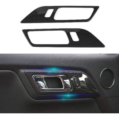 RT-TCZ Car Door Interior Handle Button Decoration Moulding Frame Cover Trim for Ford Mustang 2015 2016 2017 2018 2019 2020 2021(Carbon Fiber Veins)
