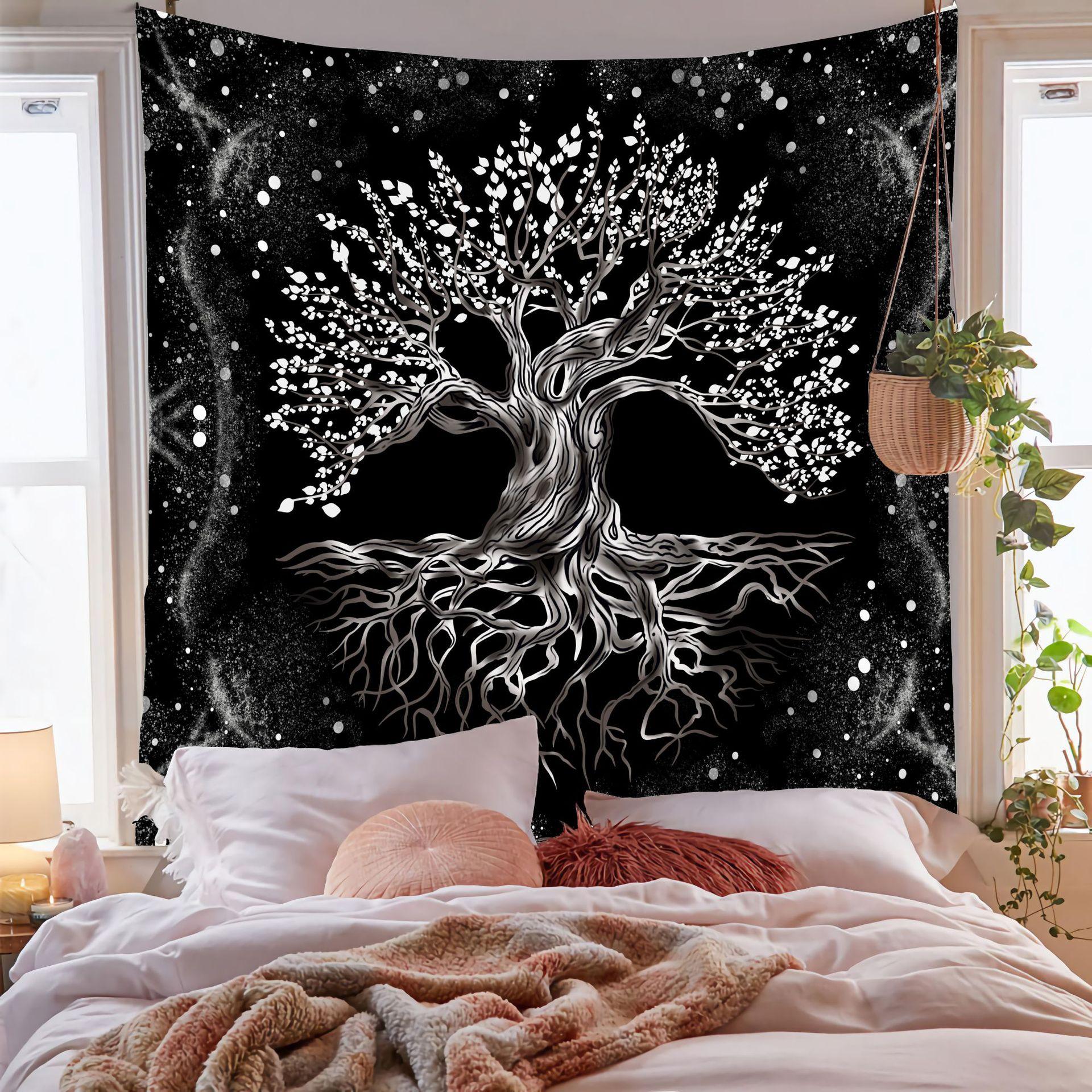 

1 шт. Гобелен Древо жизни с принтом, многоразовый, пылезащитный, очень большой, для Нового года, Рождества, настенное украшение 90CMx90CM