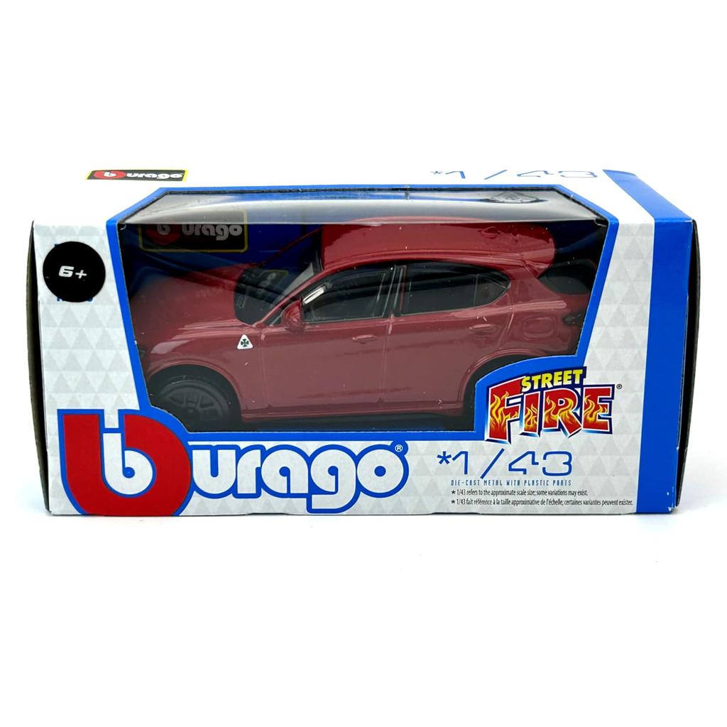 Bburago Scale Alfa Romeo SUV Stelvio Q4 Quadrofoglio V6 BI TURBO 510hp 2017 1/43 (Red) [Used]