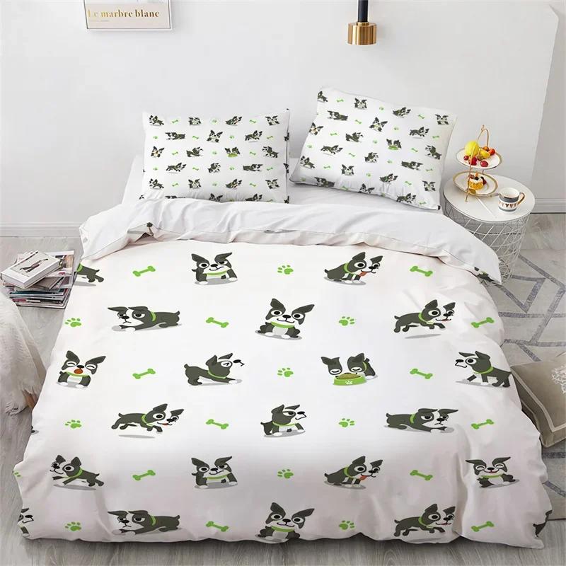 Cute Cartoon Dog Duvet Cover Pet Puppy Dogs Bedding Set Twin Full For Kids Girls Kawaii Room Decor Microfiber Comforter Cover