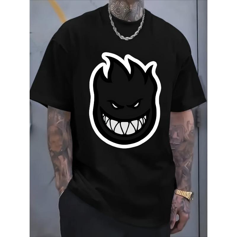 

Мужская повседневная хлопковая футболка с принтом, свободная, с коротким рукавом, для активного отдыха и на каждый день, удобная, подходит для всех сезонов S чёрный