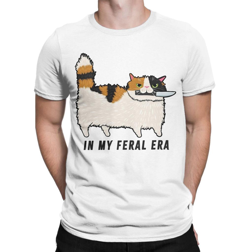 Unisexs In My Feral Era Calico Cat T Shirt Cotton Clothing Vintage Short Sleeve Crewneck Tees Gift Idea TShirt