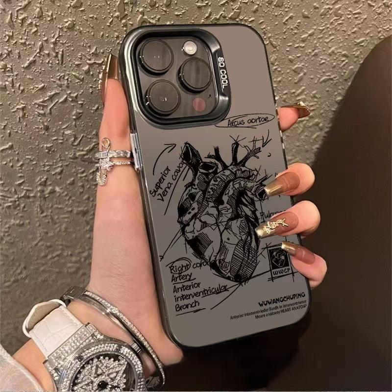 The new trendy brand heart is suitable for iphone17 mobile phone case Apple 16promax/15 anti-drop 14pro13/12x
