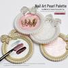 Gold Rim Pearl Rhinestone Bow Agate Resin Nail Art Display Board